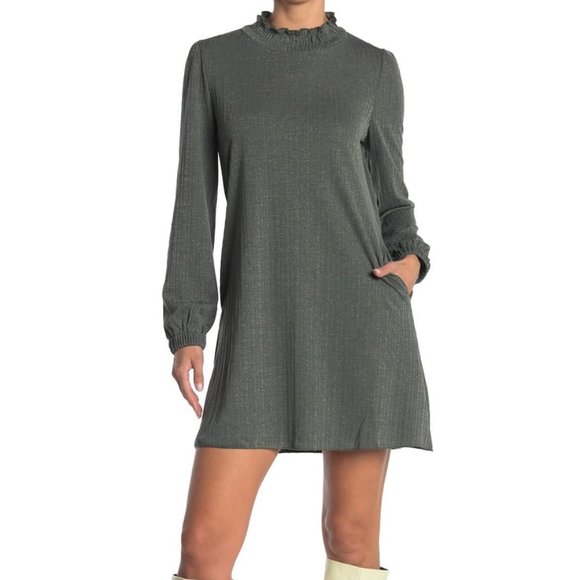 Melloday Dresses & Skirts - Elastic Knit High Neck Long Sleeve D…